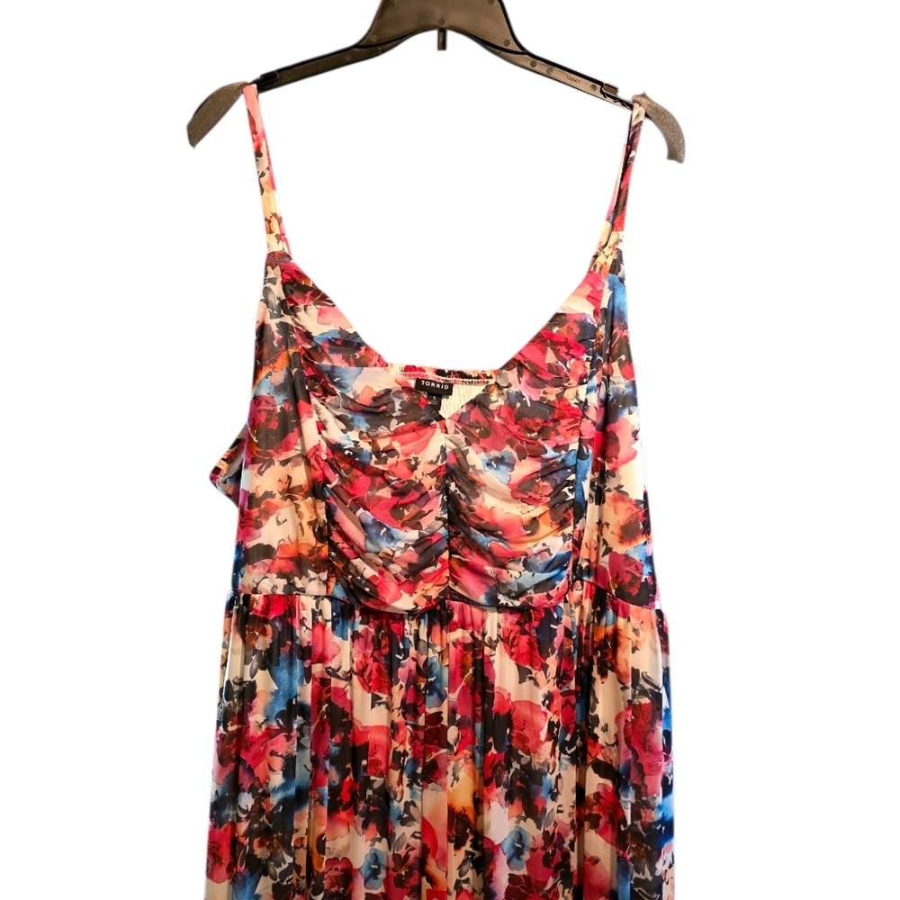 Torrid 5 Maxi Floral Sheer Dress Spaghetti Straps Lined 5X NWOT - Picture 3 of 7